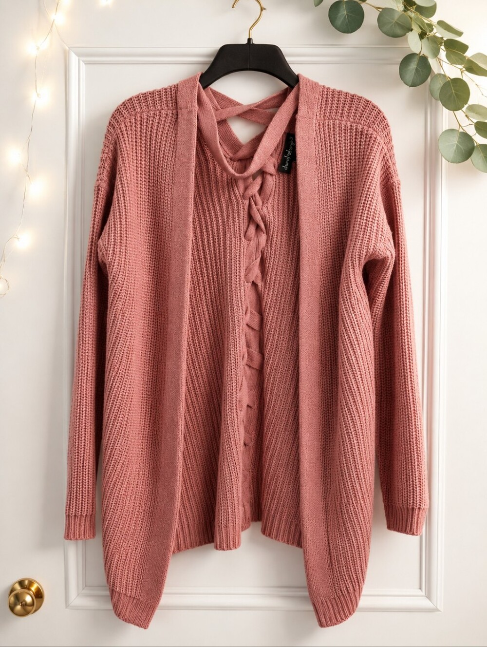 Derek Heart Cottagecore Boho Chic Soft Girl Chunky Ribbed Cardigan Size Large